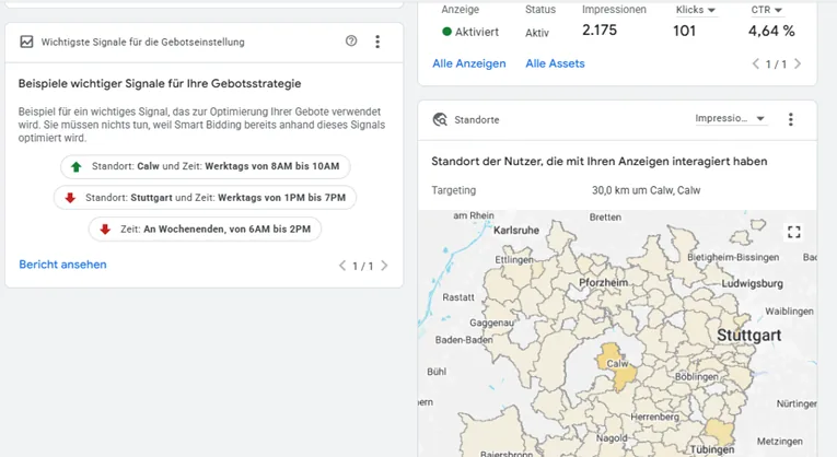 Google Ads Standort-Targeting und Smart-Bidding-Signale