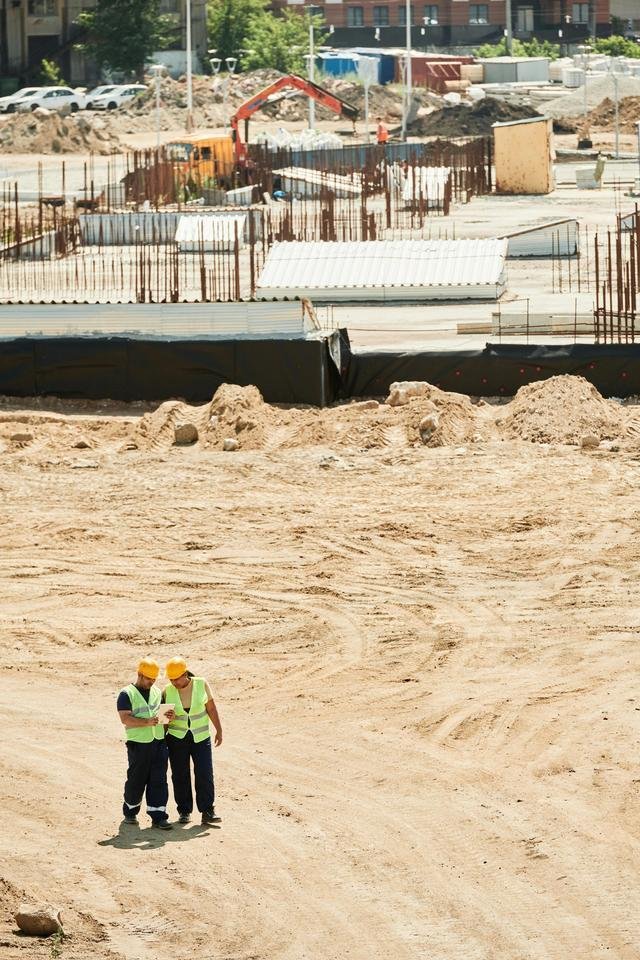 Construction site inspection with safety officers